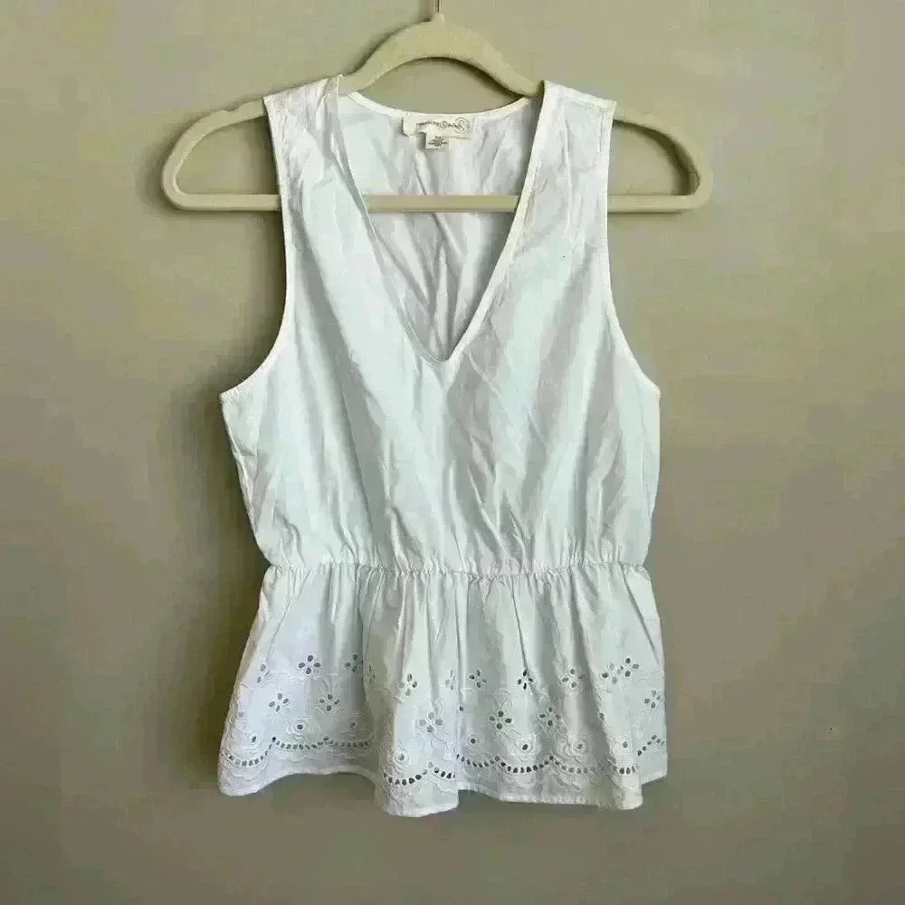 Treasure & Bond White Eyelet Sleeveless Top Women’s XS